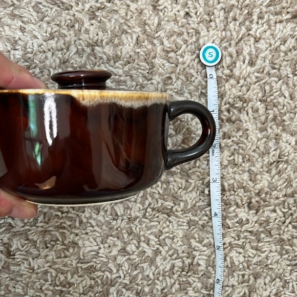 Vintage Brown Drip Glaze Sugar Bean Pots w/ Lids - Set of Two - Picture 5 of 6